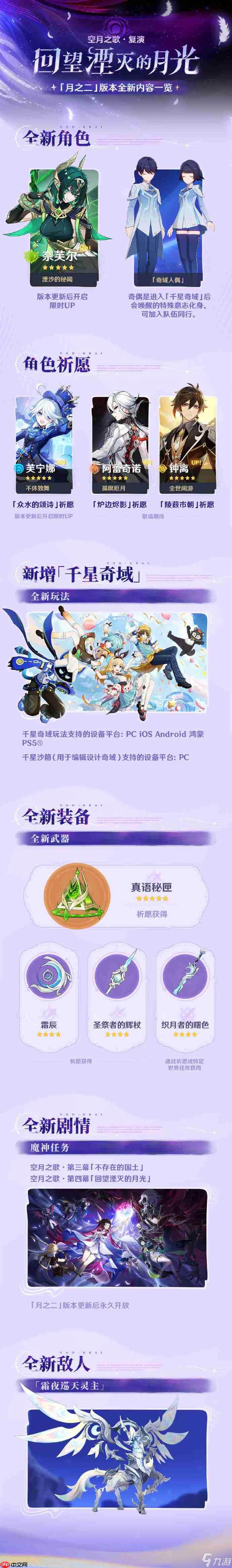 原神月之二版本更新公告-原神6.1版本更新了什么